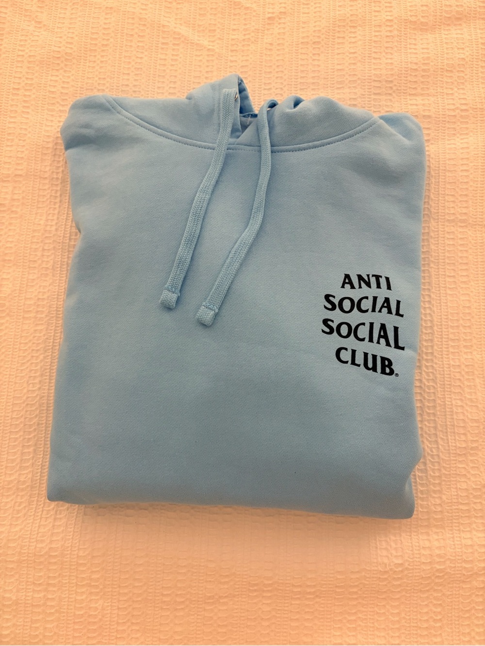 NWT Anti Social Social Club Men’s Light Blue Crewneck Hoodie with Black Logo